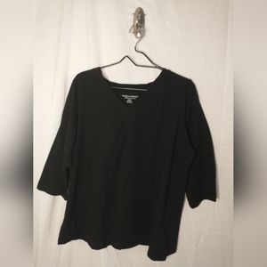 Women's Black 3/4 Sleeve Top Jessica London Size 18/20